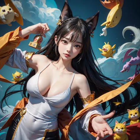 Group photo，Taiwanese girl 18 years old with baby face and big breasts動漫綜合，Multiple animal races，Fully anthropomorphic（human body，Face，Animal ears，Beast tail，Big boobs），（（（a lot of，Big boobs，Beauty）），a lot of，Big boobs，Beauty，humor，天馬行空的imagination，quirky ...