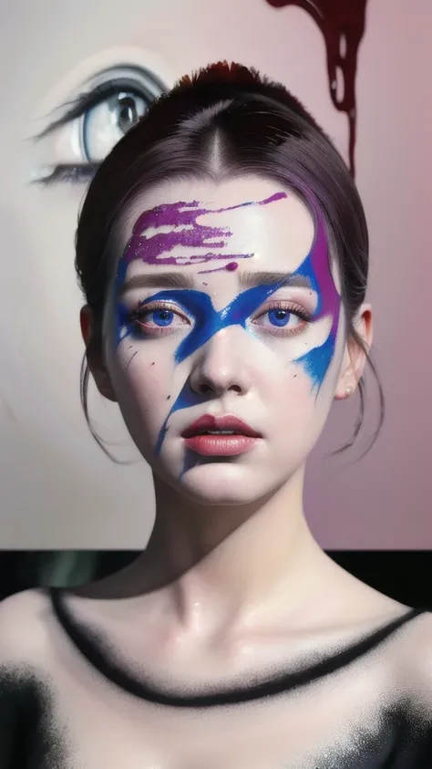 Android Beauty, Powerful paintings inspired by Francis Bacon, Ultra-realistic surrealism, Hyperrealism, fear, art, hyper real painting, Realistic illustration painting, カラフルなHyperrealism, Hyper-realistic digital art