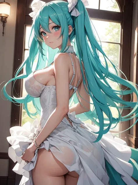 Hot hatsune miku, wedding dress, very shame, big ass, big tits