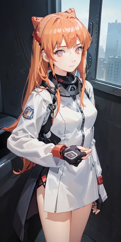 (Overhead view),dynamic angle,ultra-detailed, illustration, close-up, straight on, 1girl, 
 ((souryuu asuka langley, interface headset, red bodysuit:1.4, blonde)),Her eyes shone like dreamy stars,(glowing eyes:1.233),(beautiful and detailed eyes:1.1),(expr...