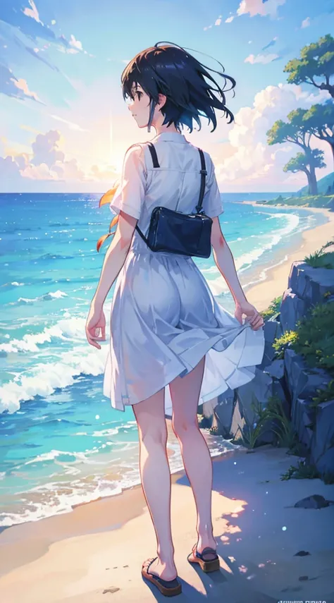 Summer, Makoto Shinkai&#39;s concept art, tumblr, magic realism, beautiful anime scenes, beautiful skies. by makoto shinkai, ( ( makoto shinkai ) ), anime background art, anime backgrounds, Makoto Shinkai&#39;s style, anime movie backgrounds, galaxy expres...