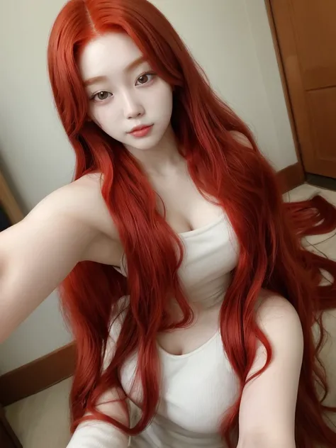  Korean with long red hair, Selfie