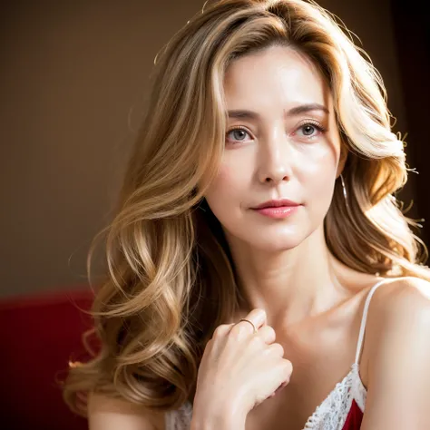 Beautiful mature woman with wavy long blond hair, Sexy Mature, Ultra-high resolution,(Realistic:1.4), ((Highest quality)), ((masterpiece)), (be familiar with),