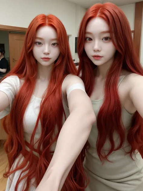  Korean with long red hair, Selfie