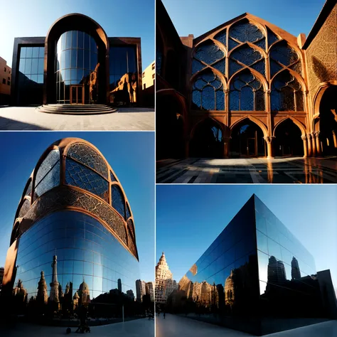 glass-rich architecture、arabesque pattern、perspective angle、super detailed photos