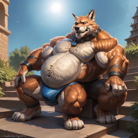 Zootopia Fox Shonen Anime style, full body image, Casual, neighborhood style, big obese Kid (very Hairy), in Zootopia Steps Weight gain progress in underwear clothes, He is a huge obese Glotton in obese weight gain process, He is a underwear super model in...