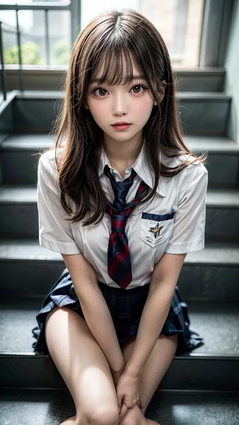 (Best quality, 8k, 32k, Masterpiece, UHD,:1.2),RAW, 2girls,ultra cute , natural lighting,transparent shining eyes, 18yo,medium breast ,fair complexion ,flushed face,dynamic Lighting,nude, (( school uniform)), crawling position on their hands and knees, Sho...