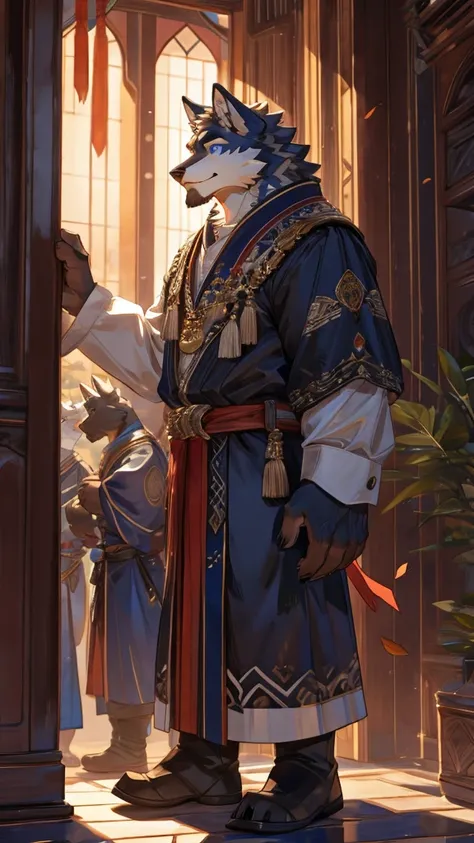 "Qingzhang,A 24-year-old wolf-orc，It has gray fur，Pale blue eyes，&quot;Medium build&quot;，medium height，&quot;Wearing white ancient-style clothes&quot;,Born into a scholarly family。I was taught to be an upright and righteous scholar since I was a child.。He...