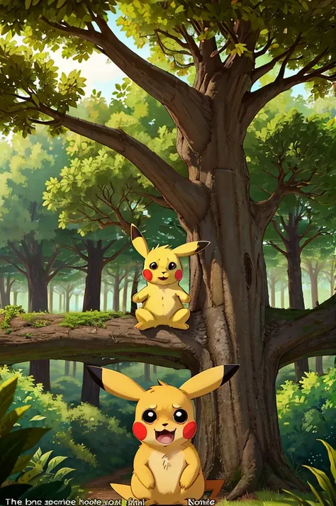 Pikachu with wide eyes and a shaped mouth "O", showing an expression of extreme surprise. The background is a dense green forest, with details of leaves and trees. Top text: "When you realize". Bottom text: "Its already Friday". Pikachu&#39;s vivid colors ...