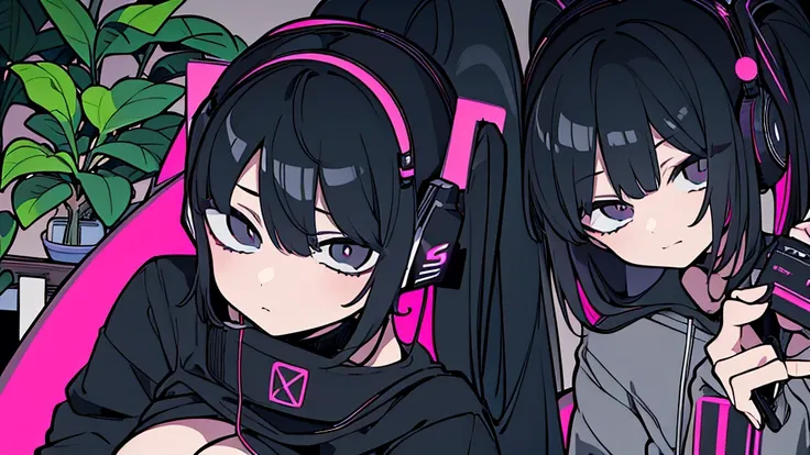 Best quality, (masterpiece:1.2), best detail face, 1 girl, big breasts, 18 yo, 8k,absurdres,unity 8k wall paper,(extremely detailed:1.3), highest realistic, (simple headphones:1.1), (soft neon light:1.1), (floating hair:1.2), (psychedelic:1.2), Her room fu...