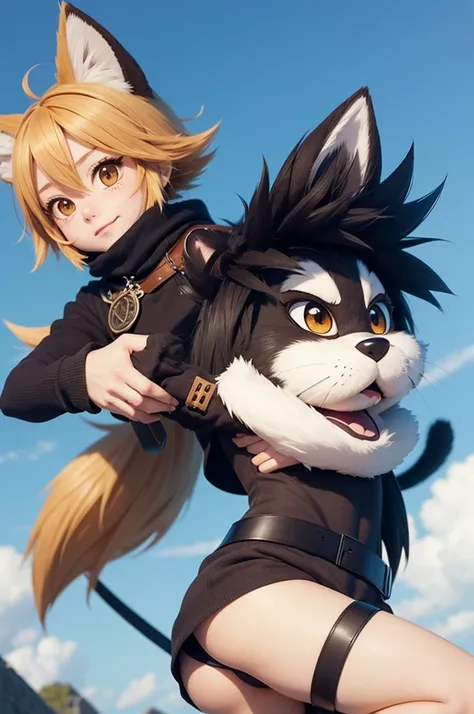 A cute brave 2d anime furry