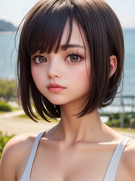 One Girl，(1人のとてもcute女の子:1.3)，masterpiece，Highest quality，High resolution，Photorealistic，RAW Photos，Ray Tracing，beautiful girl，(15 years old:1.3)，cute，Big eyes，(detailed pupils:1.2)，(The face is facing straight ahead:1.3)，Body facing forward，Beautiful nose，...