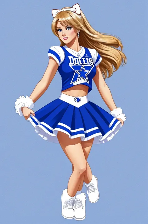 Hello kitty wearing Dallas cowboys cheerleading uniform cute aesthetic digital drawing