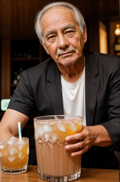 young and old man with drink ai image