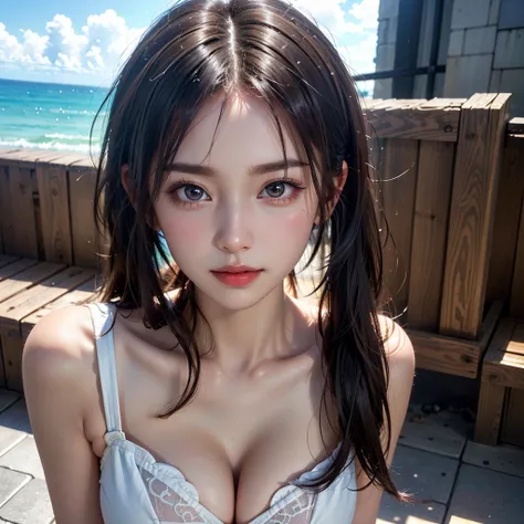 One Girl，(1人のとてもcute女の子:1.3)，masterpiece，Highest quality，High resolution，Photorealistic，RAW Photos，Ray Tracing，beautiful girl，(15 years old:1.3)，cute，Big eyes，(detailed pupils:1.2)，(The face is facing straight ahead:1.3)，Body facing forward，Beautiful nose，...