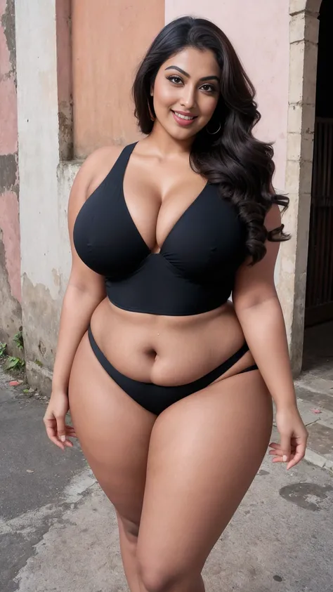 Indian gorgeous curvy plus size actress madhubala, glowing eyes, wearing SHEIN Swim Vcay Womens V-Neck One-Piece Swimsuit For Swimming, Summer Beach Bathing Suit

Color: Burnt Orange , covered Bust, parted lips, thick thighs, bigger waist, busty, curvy plu...