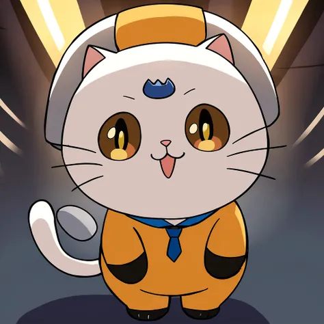 high resolution、最high resolution、最high quality、high quality、Detailed Texture、cute cat、American Shorthair、Mascot character、Anime Style、icon、one cat、A cat dressed as a station attendant