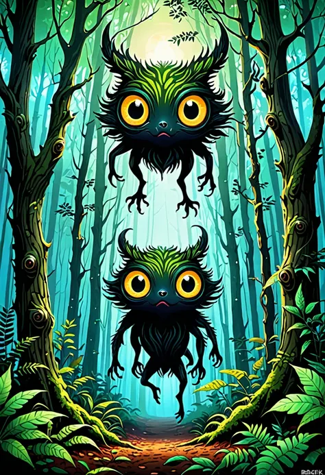 Unidentified creatures lurking in the forest、Has wide eyes、Captivating Appearance、
BRAEK&#39;s body is made up of countless tree roots、
BRAEK The forest is dark and the trees are buying、Looks like they&#39;re about to attack