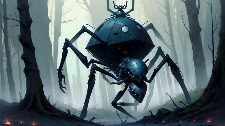 Giant spider in a scary forest