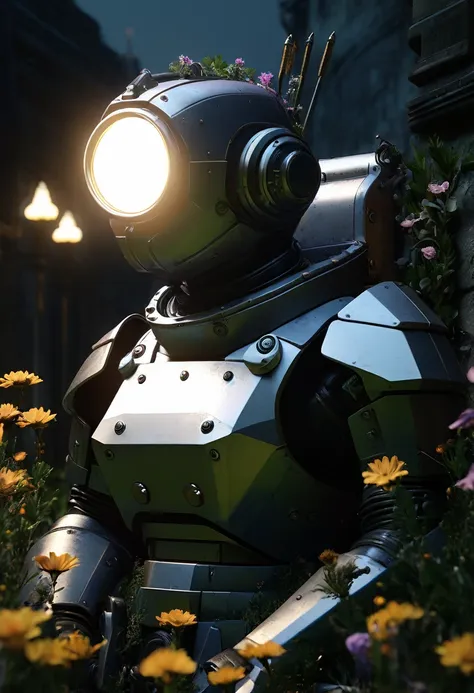 the first knights, flowers for the faded, moonchild, punked steamroll, realistic, soft illumination and soft render, 8k--ar 16:9...