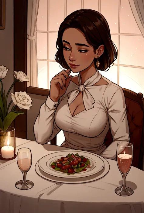 woman romantic dinner