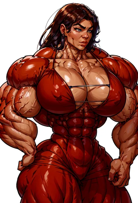 huge  muscle woman bumped hard biceps hard pecs