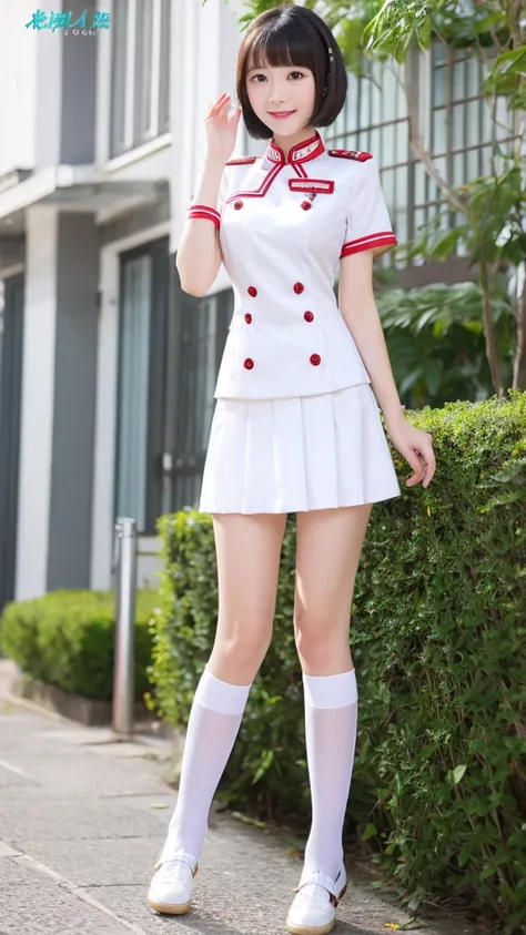 Skinny white cheongsam school uniform