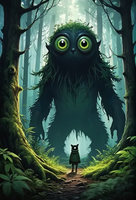 unidentified creatures lurking in the forest、has wide eyes、captivating appearance、
braek&#39;s body is made up of countless tree...