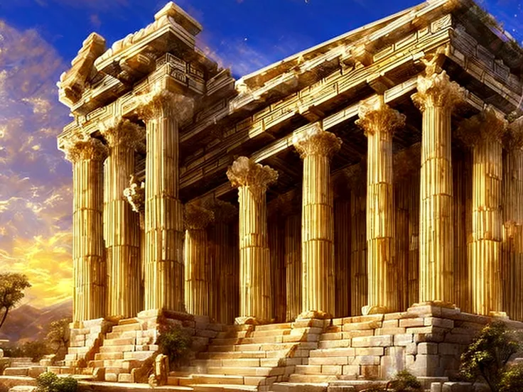 Ancient Greek image with the Temple of Athena as an example