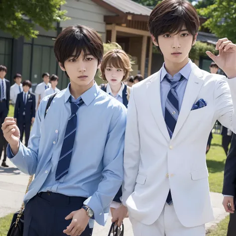 Sakurada-dori　Tomohisa Yamashita　Ryosuke Yamada　Kento Yamazaki　Taishi Nakagawa　Lotus Hiramoto　Handsome　high school student　uniform　Flashy guy　Earrings　necklace　bad　Yankee　fight　Bad crowd　problem child　No eyebrows　classroom　summer　