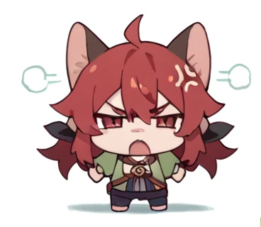 Chibi Character , Angry， high resolution，girl，Kemomimi,