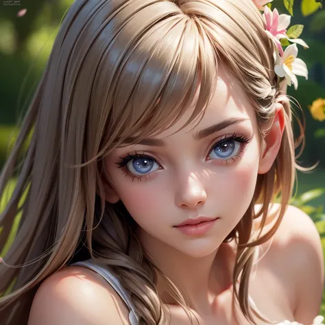 "Ethereal Beauty: A Digital Portrait of a Blonde-Haired, Blue-Eyed Character"