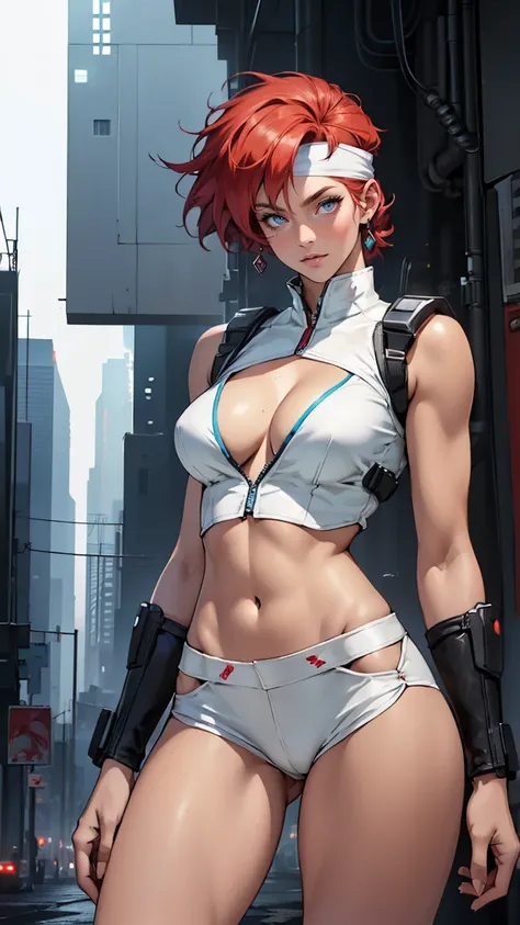 ((Masterpiece, highest quality; 1.3)), super quality, beautiful detail, super detailed, extra fine, 16K, exquisite, absurd, high resolution, beautiful background, detailed background, beautiful eyes, beautiful skin, anime style, Kay from Dirty Pair in a wh...