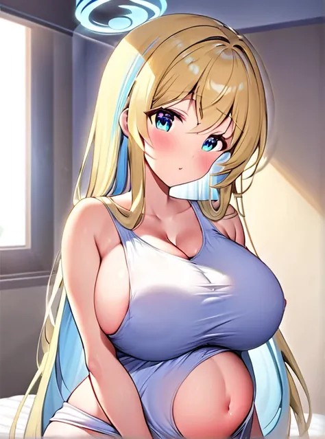 Pregnant women,Pregnant belly,Paisu,Big Breasts,Light blue hair,Hair Gradient,Long Hair