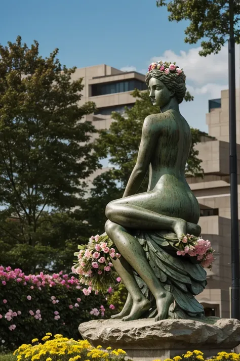 An example of a statue that implies flowers waiting to wilt 