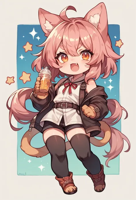 Chibi Character , Greeting， high resolution，girl，Kemomimi