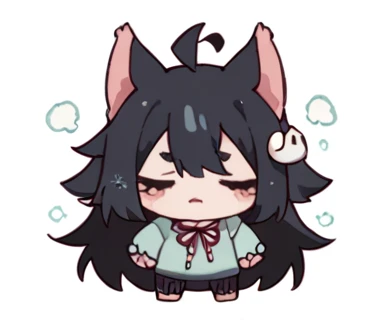 Chibi Character , Looking sleepy， high resolution，girl，Kemomimi,