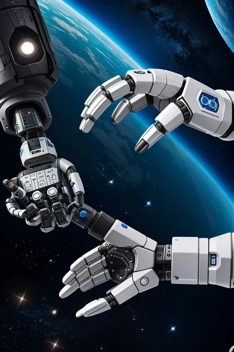 A space-themed robotic hand 