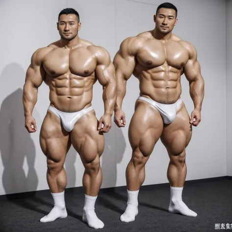 There is only one handsome Asian actor in the picture，35 years old，Tall and handsome, Toned body，short hair, O-Shaped Beard，Perfect body, Dark skin，Glowing skin，Smooth skin，The body is hairless，Muscle bulge, Muscular, Very large pectoral muscles，Very sexy ...