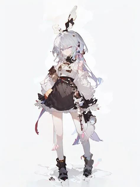 A girl，Standing picture，whole body，Character Design，Bow ruffles