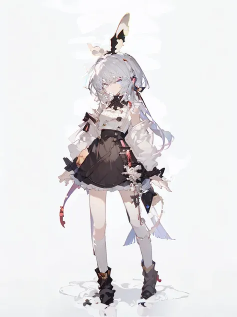 a girl，standing picture，whole body，character design，bow ruffles