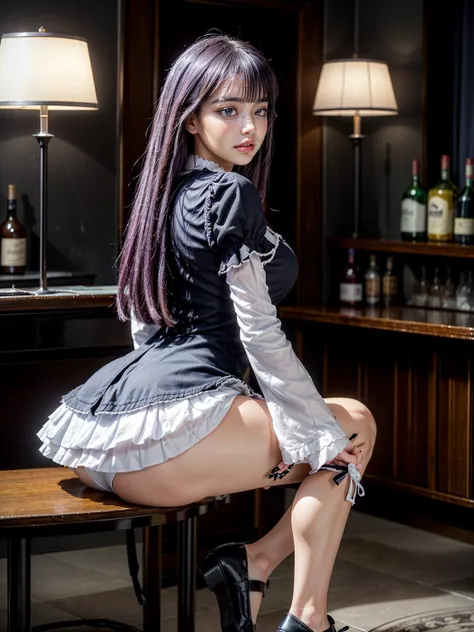 (1 lady), (Best quality at best:1.4), (ultra - detailed), (extremely detailed CG unified 16k), A Beautiful Woman with Perfect Figure: 1.4, Sharp Focus: 1.2, purple hair, very detailed, High-definition RAW color photo, professional photoshooting, amazing fa...