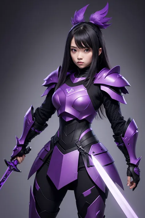 Duck in black and purple armor with a void blade 