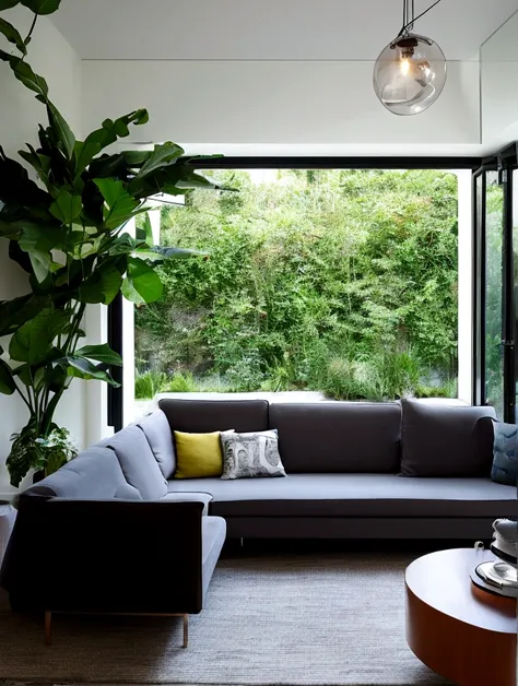 Interior perspective,Spacious interior,Modern taste,Calm atmosphere,Foliage plant,Low sofa,Spacious space