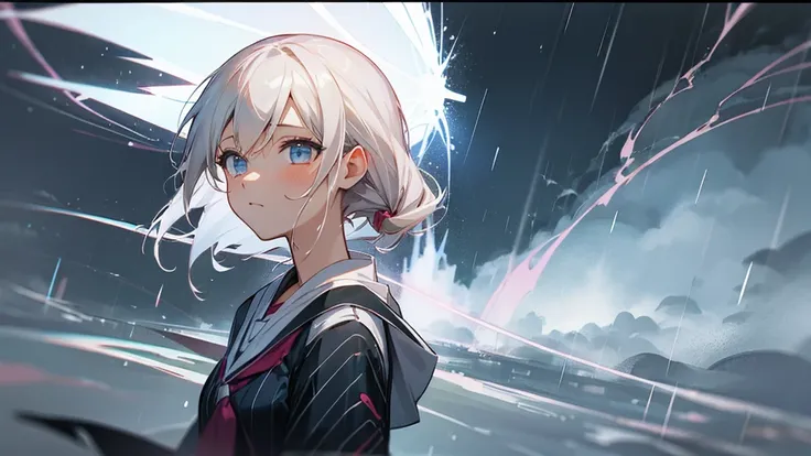 Girl Manga Lightning Storm With Rain.