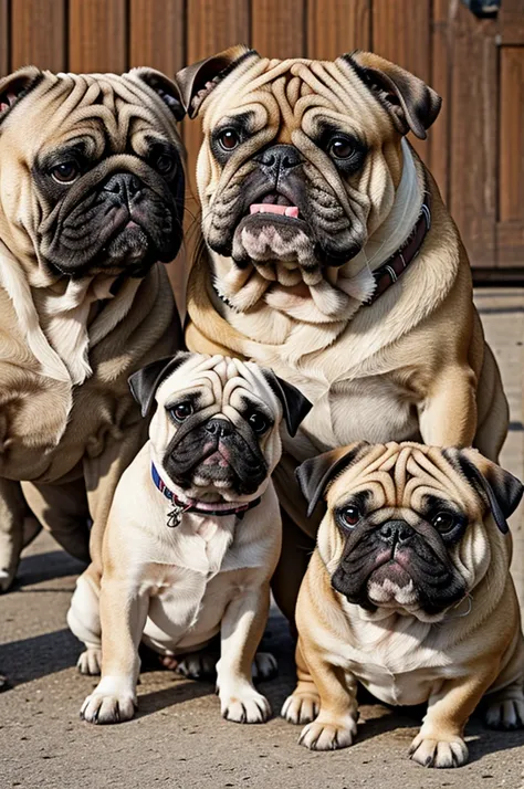 A bulldog meets a pug