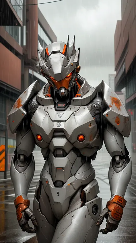 alpha male portrait photo, perfect eyes, wearing gray mecha suit,, (steel metal [rust]), elegant, sharp focus, photography：greg ...