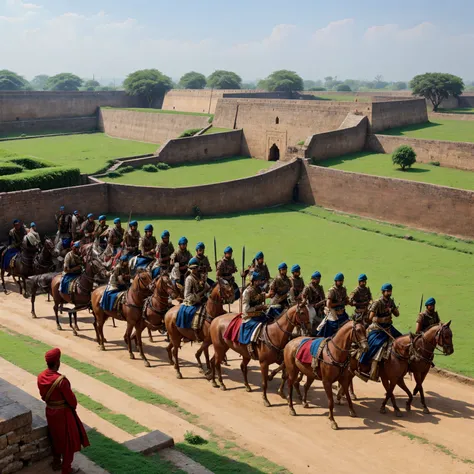 Mughal army laying siege outside the fort