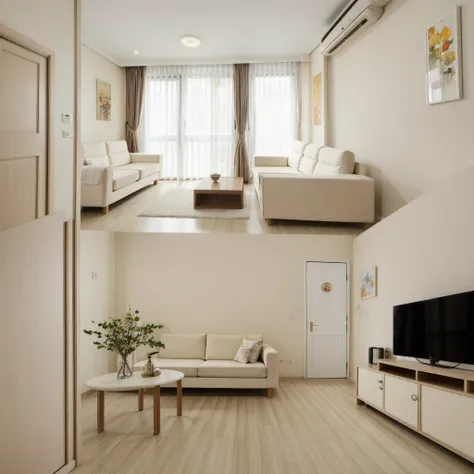 (masterpiece, best quality:1.2),kth korean - apartment cream, livingroom