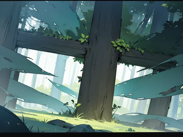 Game style frame with forest elements